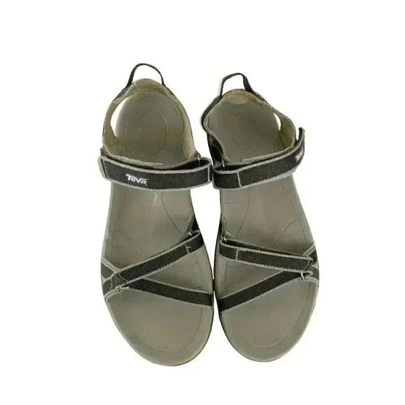 Teva Womens Sandals Black Gray  Slingback Open Toe Strappy Hook And Loop 9 - Picture 2 of 9